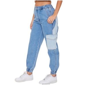Forever 21 Reworked Denim Cargo Joggers Jeans